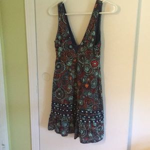 Free People Printed Deep V Dress